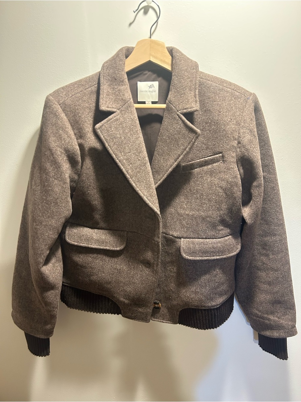 Favorite Daughter Chocolate Brown Wool Bomber Jacket